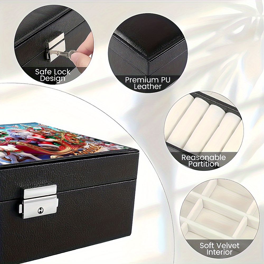 Luxurious Santa Claus Jewelry Box, Multi-Compartment Storage
